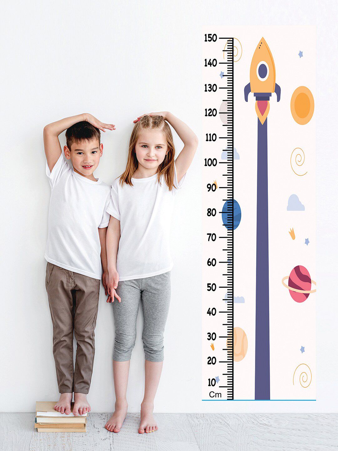 WENS Multicoloured Rocket Ride Height Chart Wall Decal Price in India