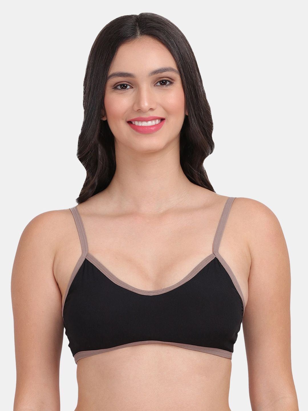 Amour Secret Black & Grey  Lightly Padded Medium coverage Sports Bra Price in India