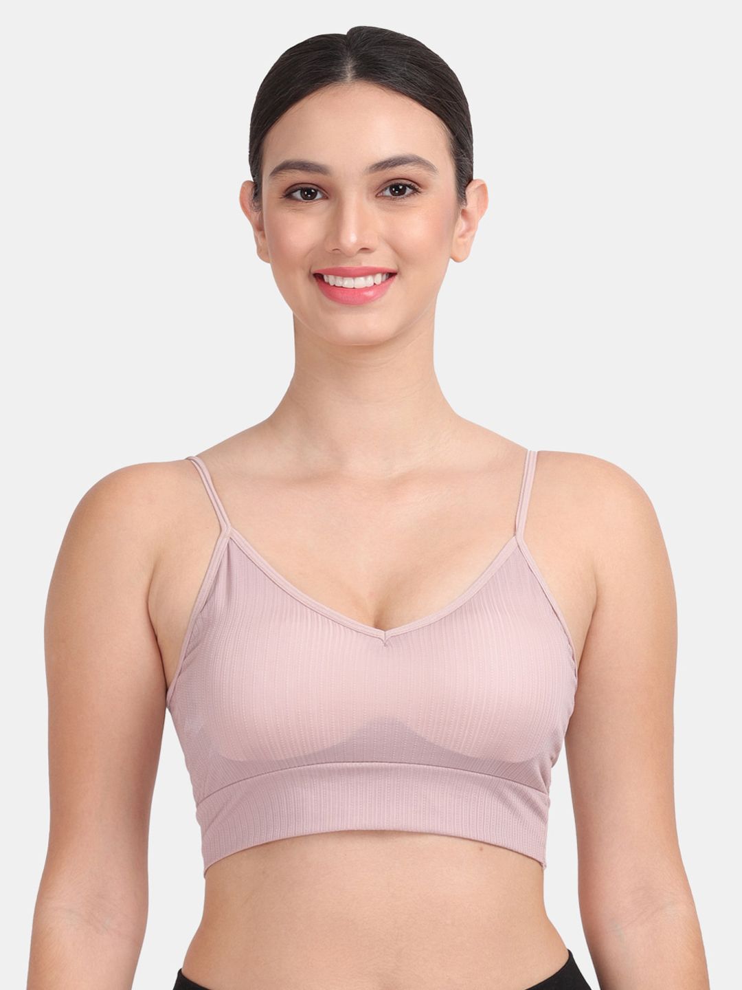 Amour Secret Peach-Coloured Moisture Wicking Dry-Fit Sports Bra - Lightly Padded Price in India