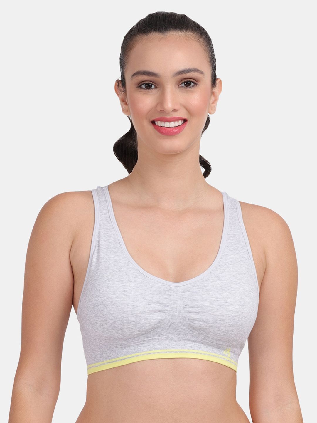 Amour Secret Grey & Green Lightly Padded Sports Bra Price in India