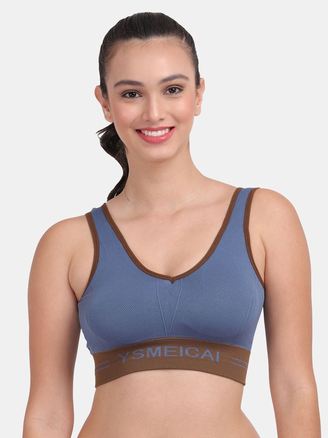 Amour Secret Blue & Brown Workout Bra Price in India