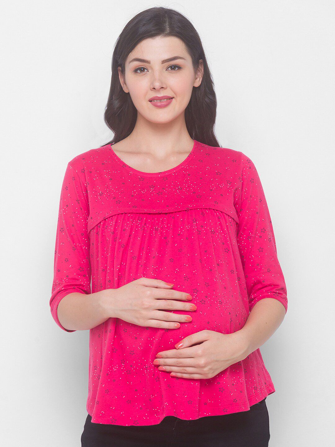 AV2 Conversational Printed Pure Cotton Maternity Top Price in India
