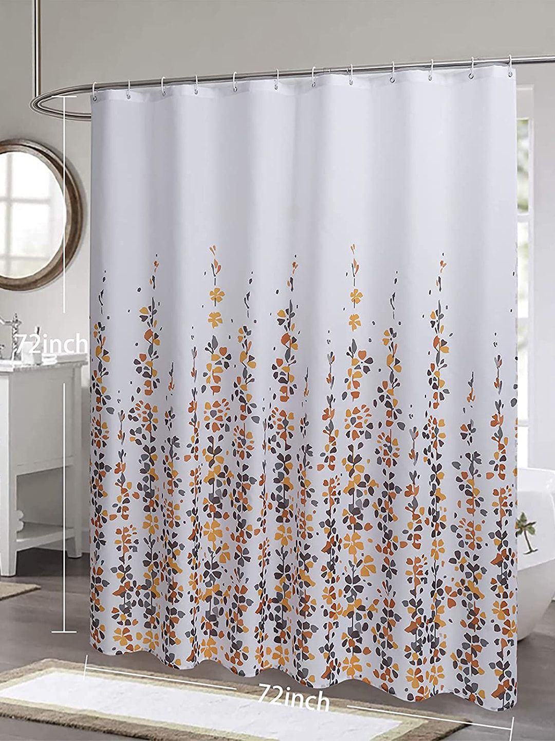 homewards Yellow White & Brown Printed Shower Curtains Price in India