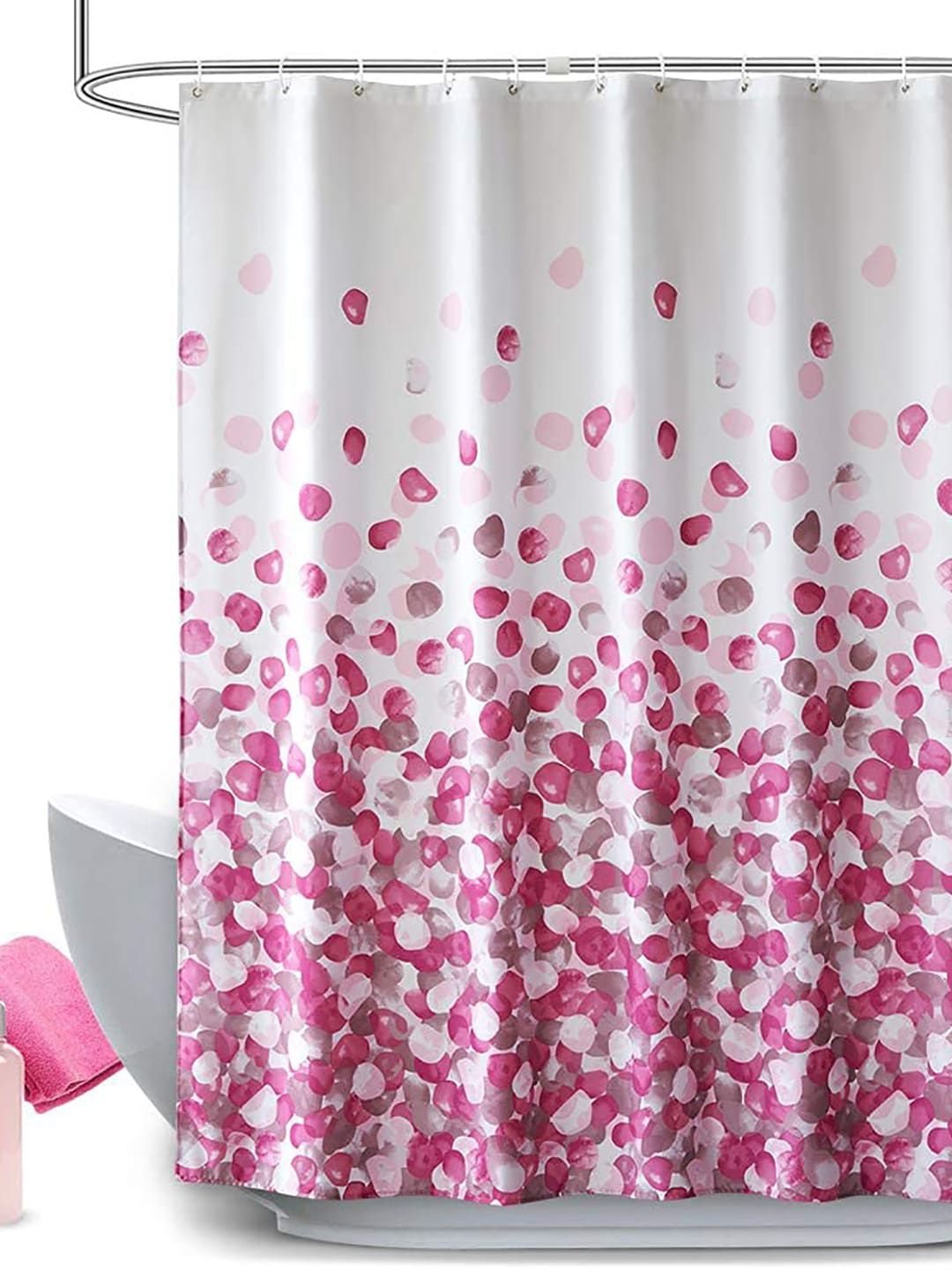 homewards Pink Floral Printed Shower Curtains Price in India