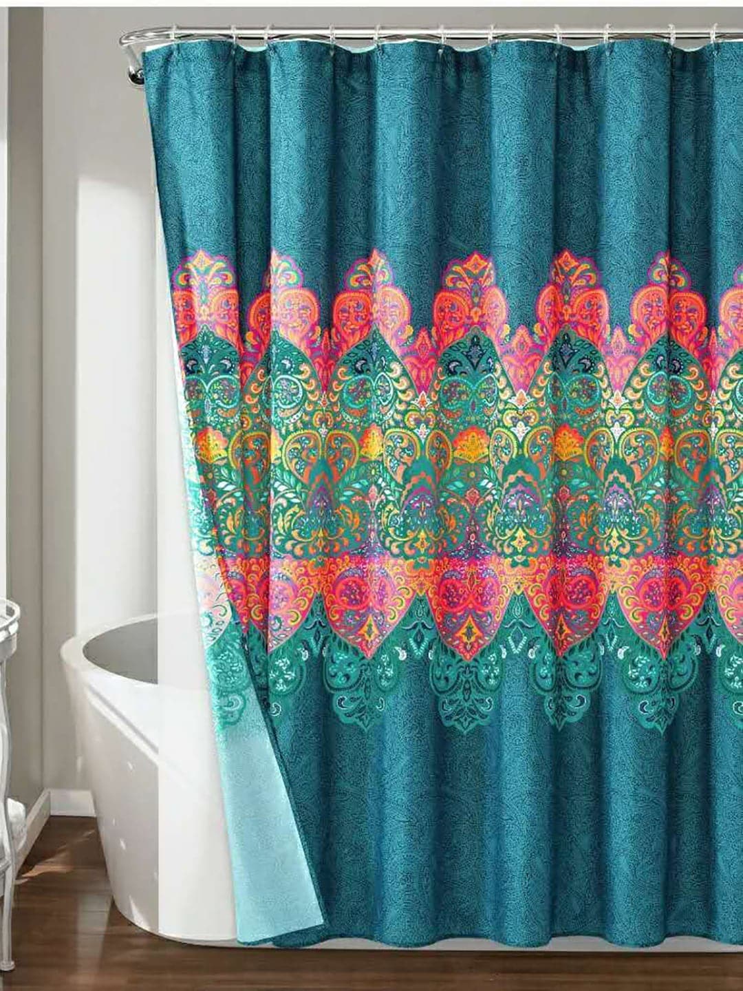 homewards Blue Printed Shower Curtains Price in India