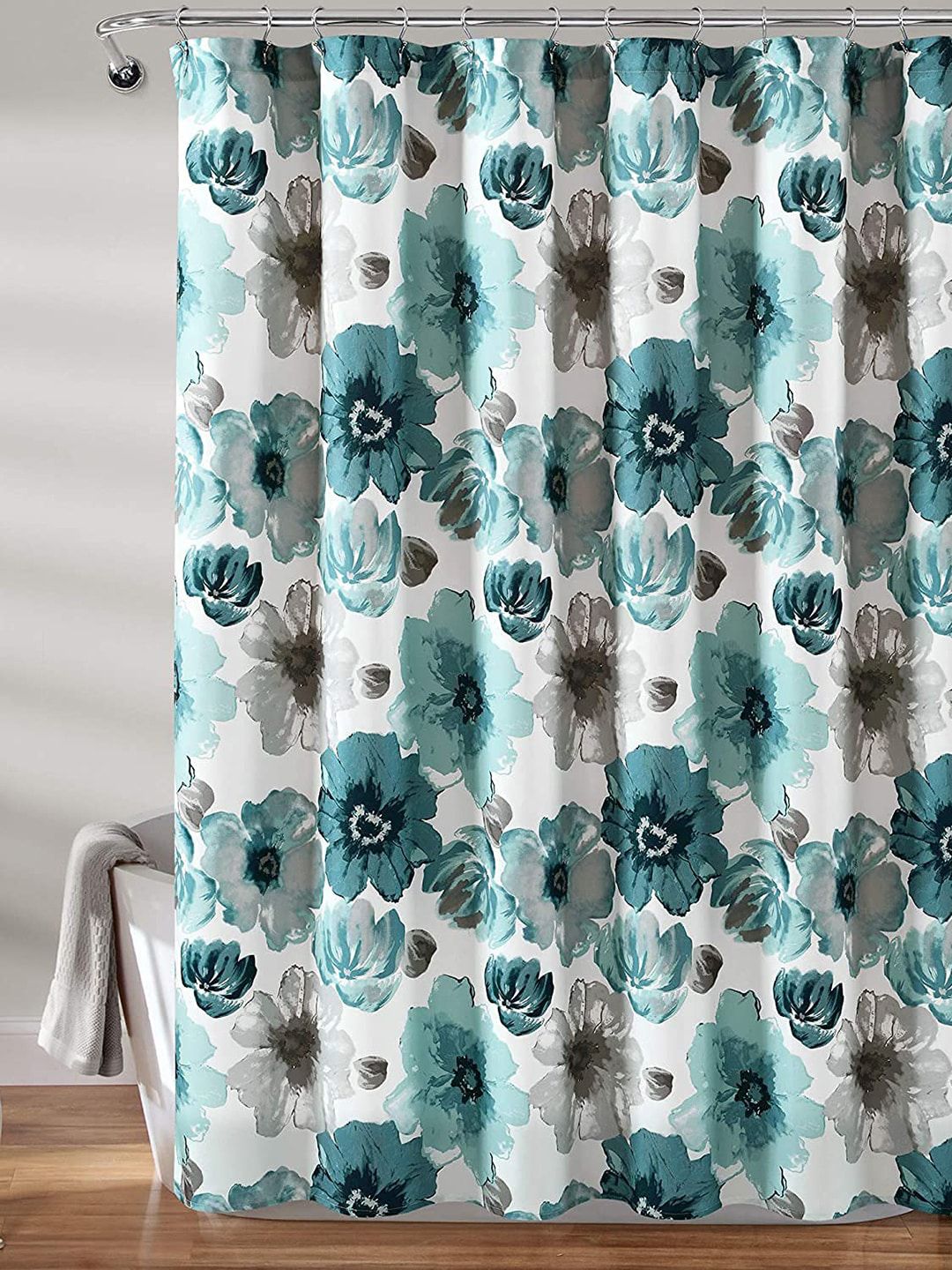 homewards Blue Printed Shower Curtains Price in India