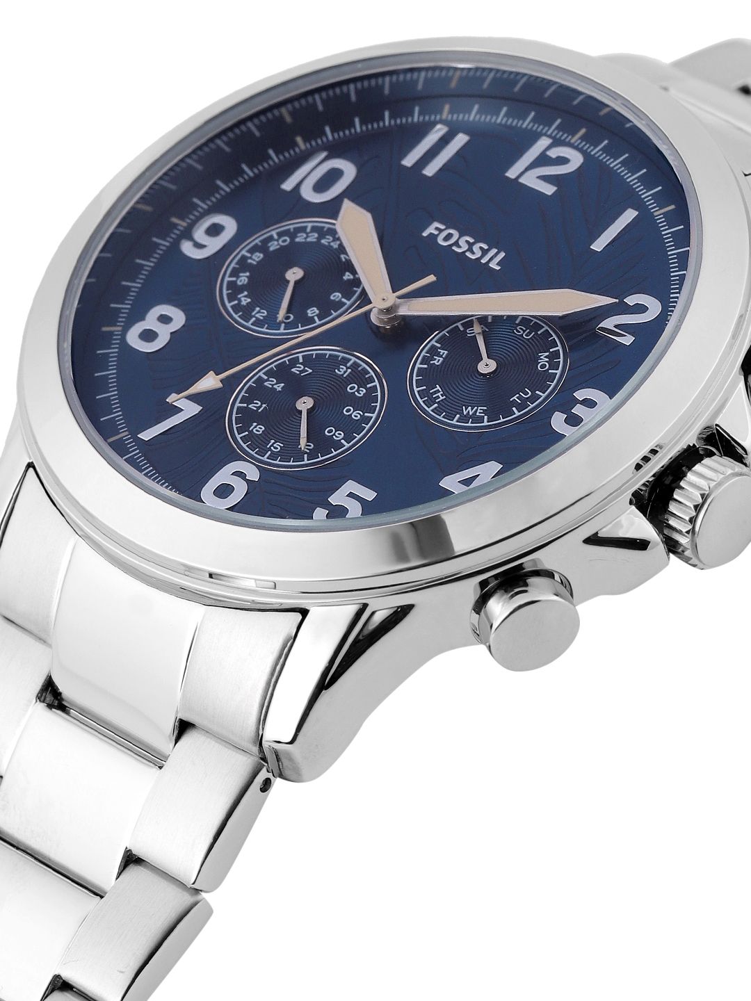 Buy Fossil Men Blue Dial & Silver Toned Analogue Chronograph Watch