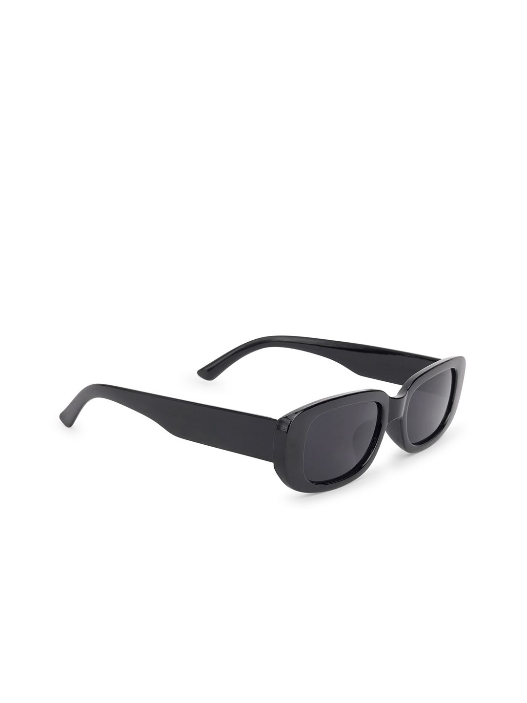 Awestuffs Women Black Lens & Black Rectangle Sunglasses with UV Protected Lens Price in India