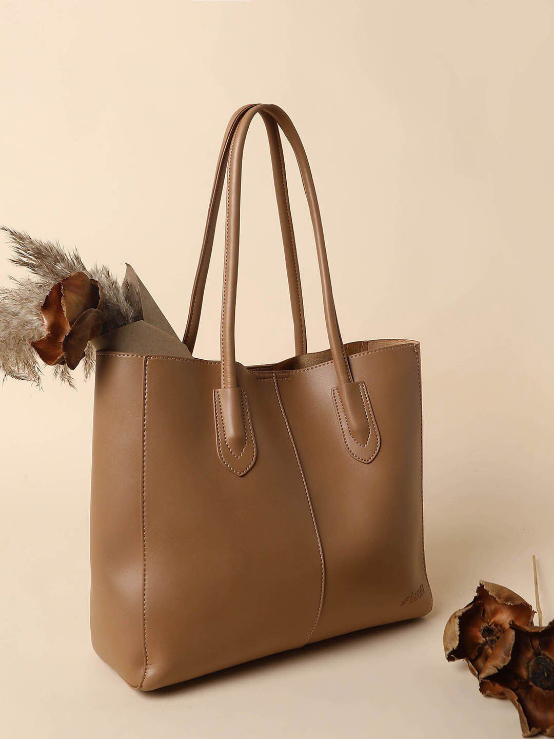 HAUTE SAUCE by Campus Sutra Brown PU Oversized Shopper Tote Bag Price in India