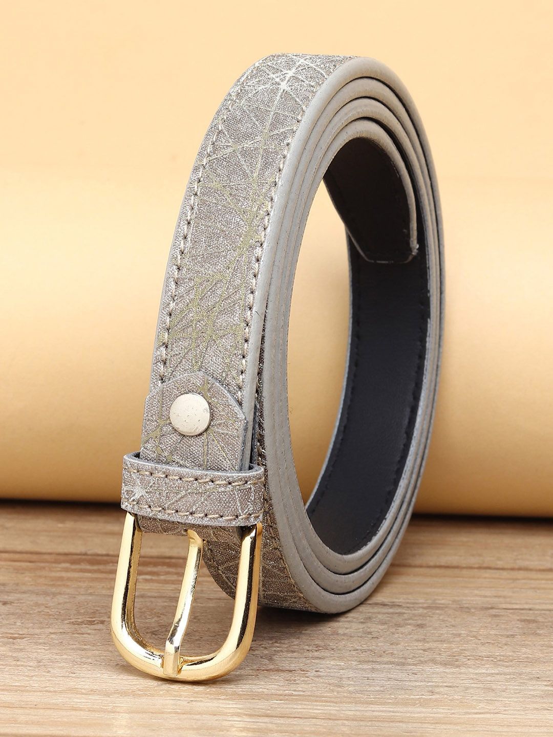 URBAN ALFAMI Women Grey Textured PU Belt Price in India