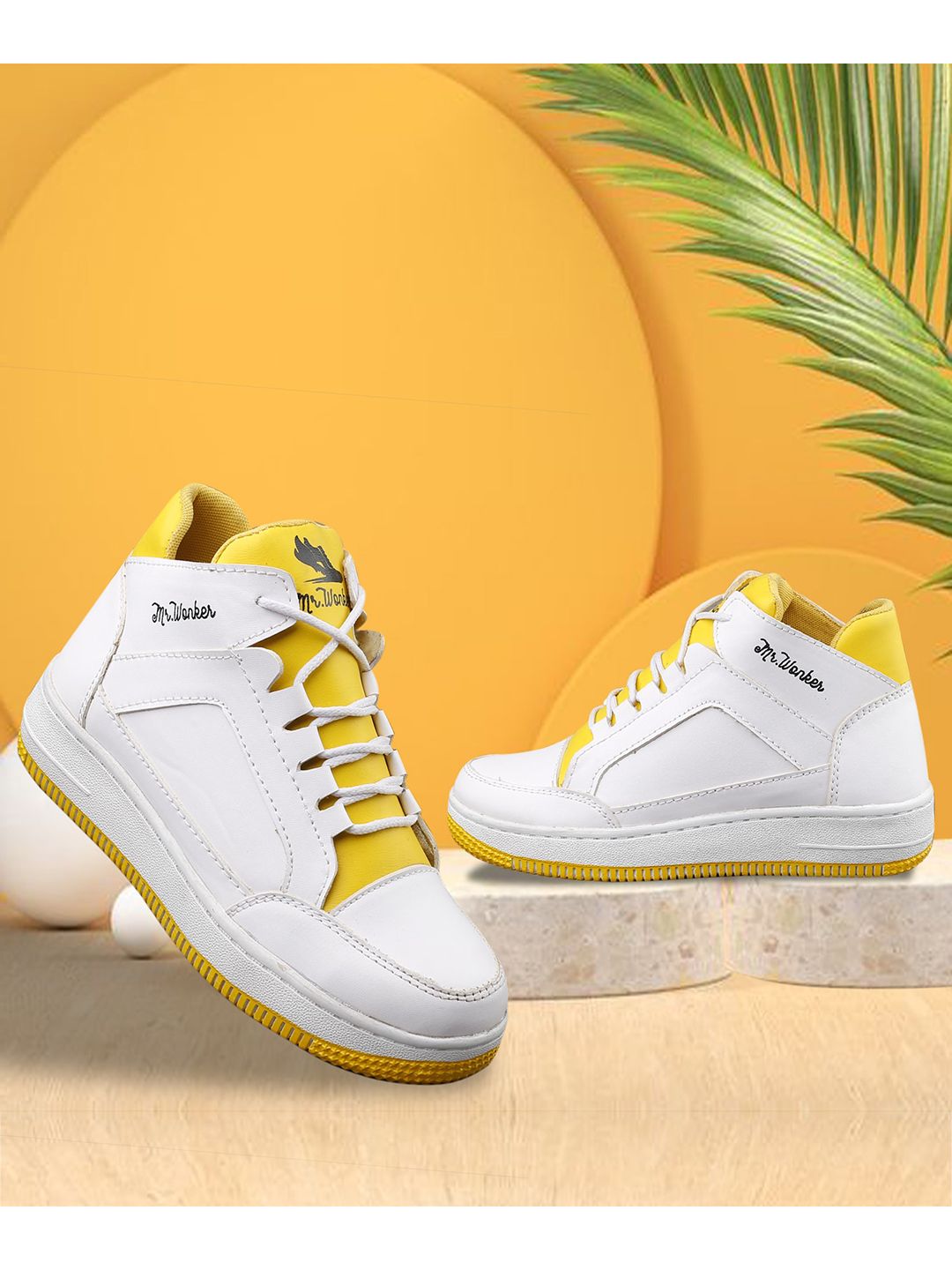 mr wonker Women White & Yellow Sneakers Price in India