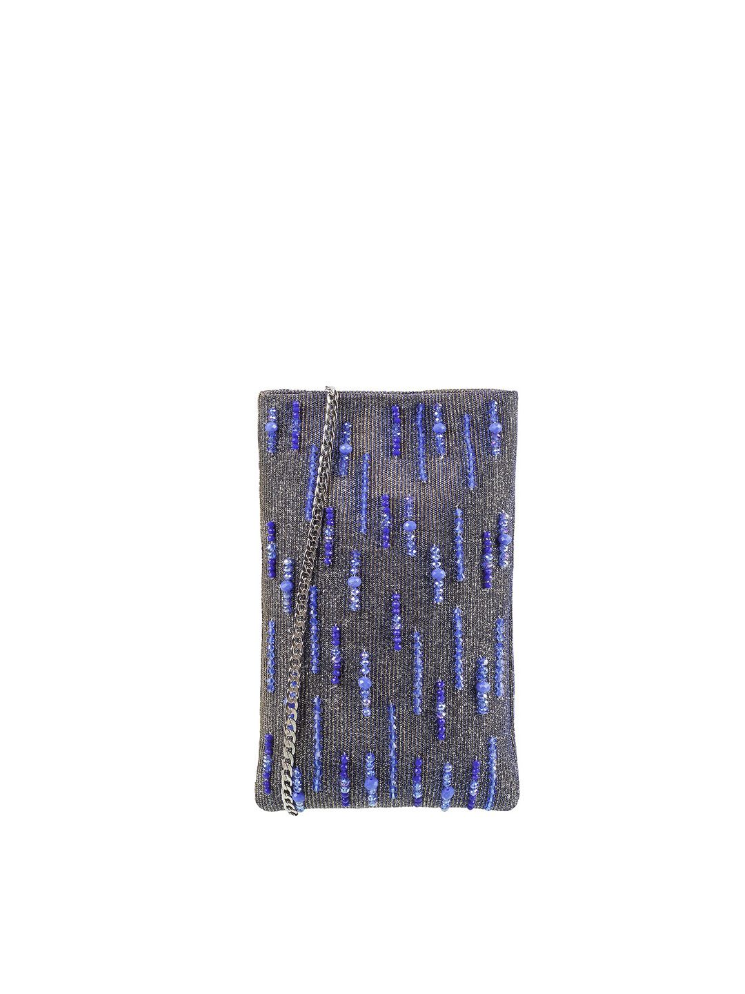Metro Women Blue Woven Design Embellished Money Clip Price in India