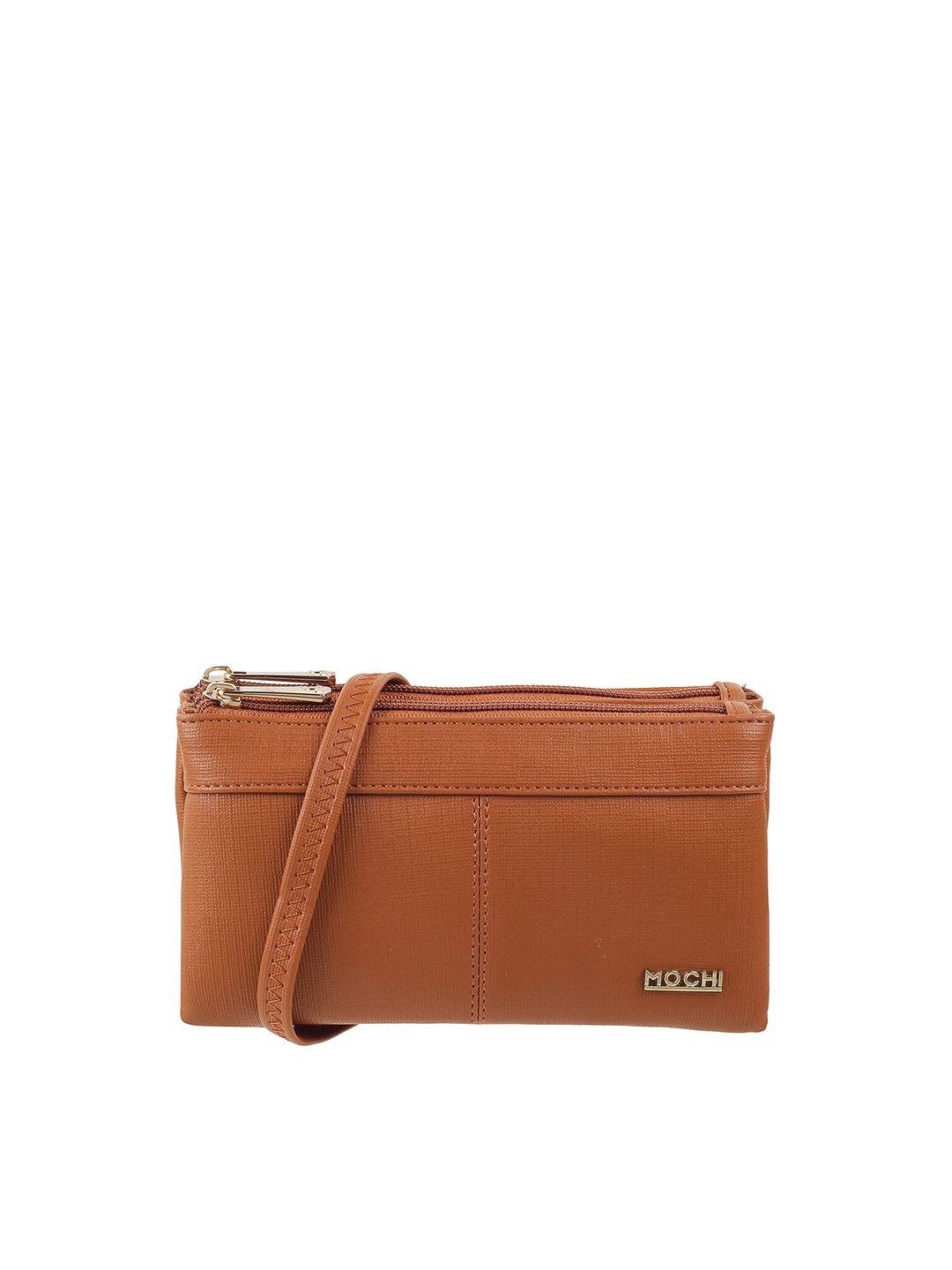 Mochi Women Tan Zip Detail PU Envelope Price in India