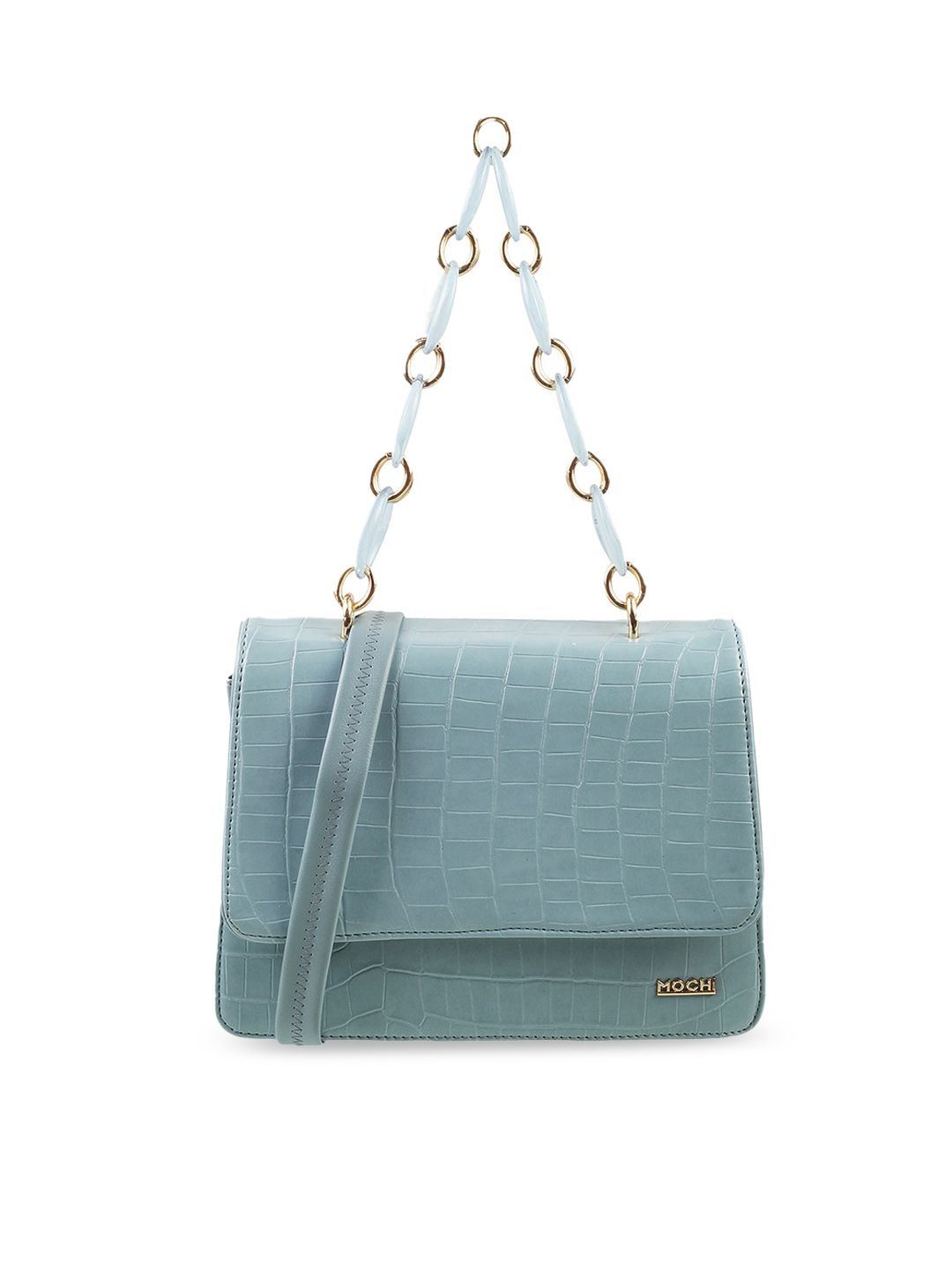 Mochi Blue Textured Swagger Handheld Bag Price in India