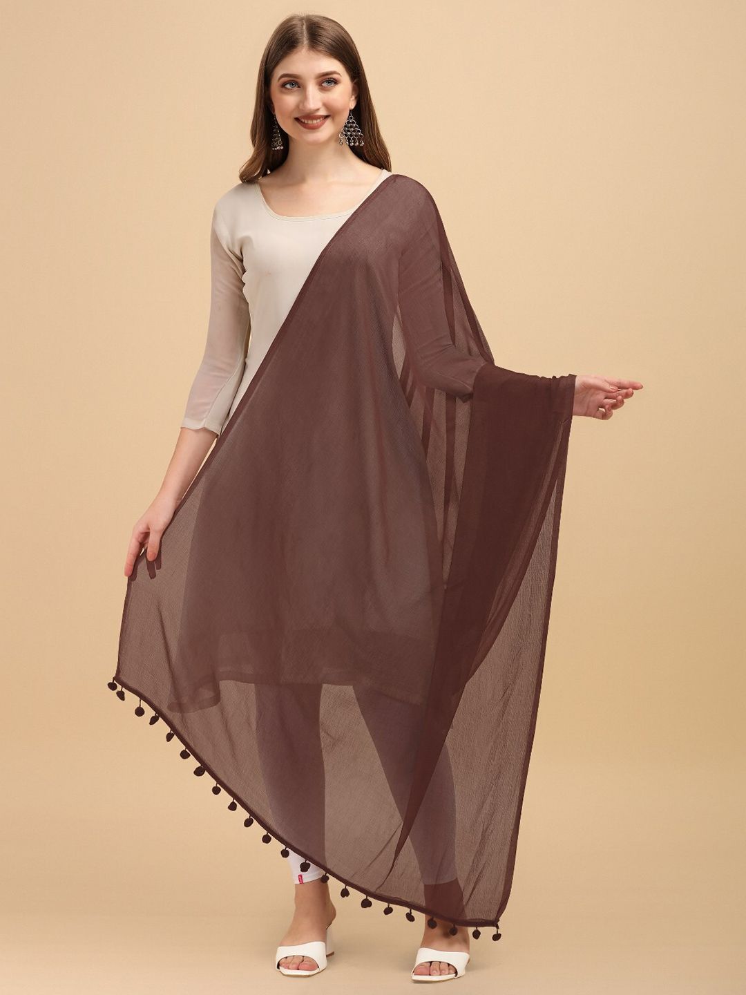 ORUS Camel Brown Dupatta Everyday Casual Use Price in India