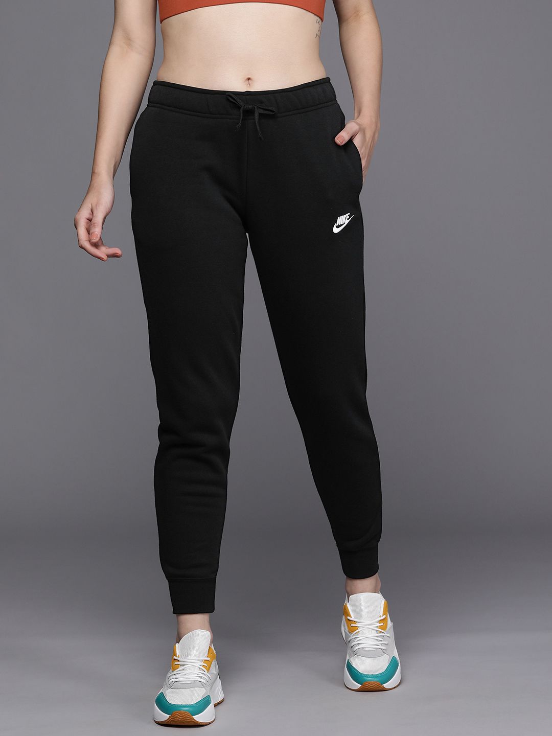 Nike Women Black Solid CLUB FLC Joggers Price in India