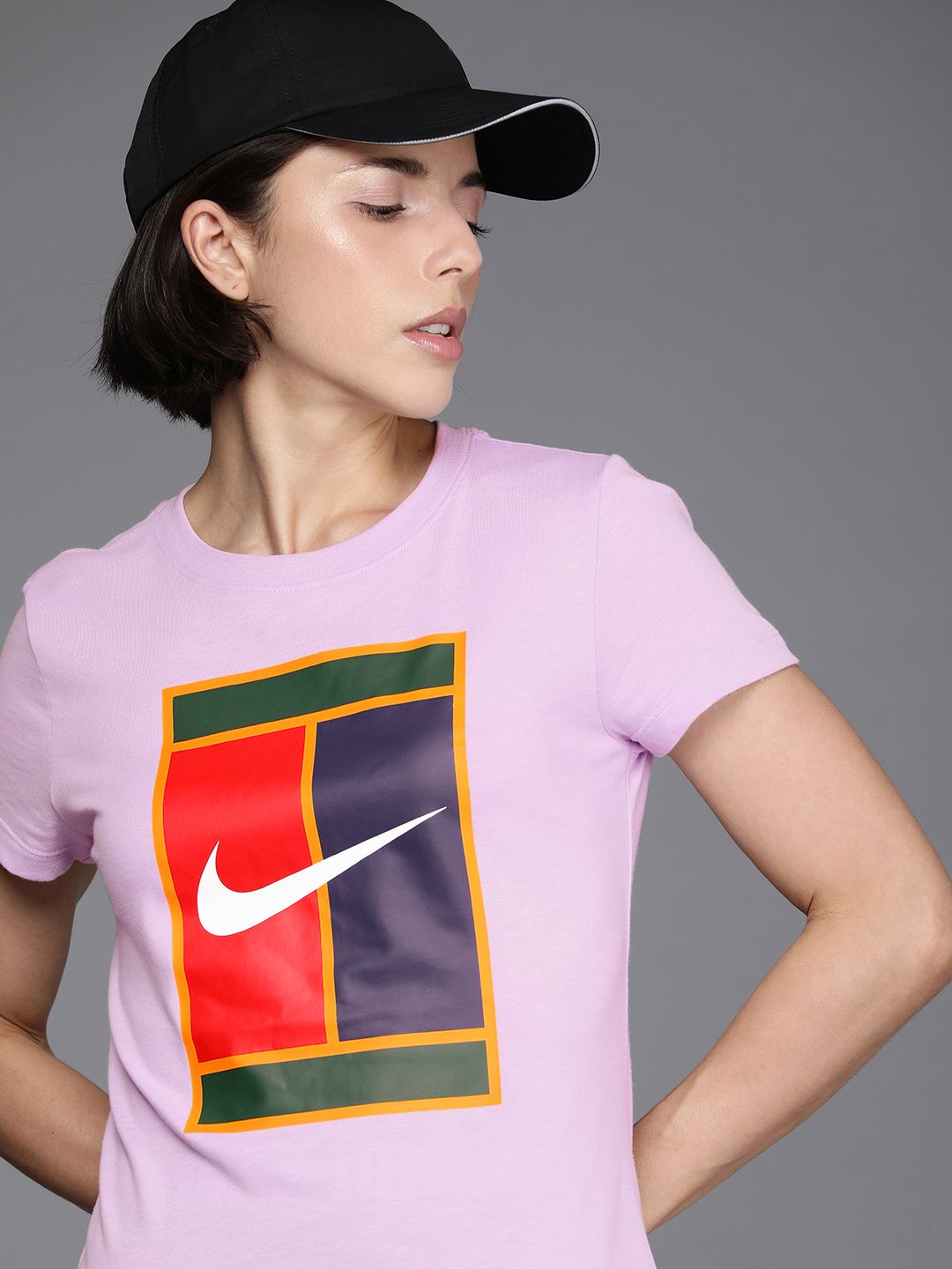 Nike Women Lavender Brand Logo Printed NKCT DF Dri-FIT Tennis T-shirt Price in India