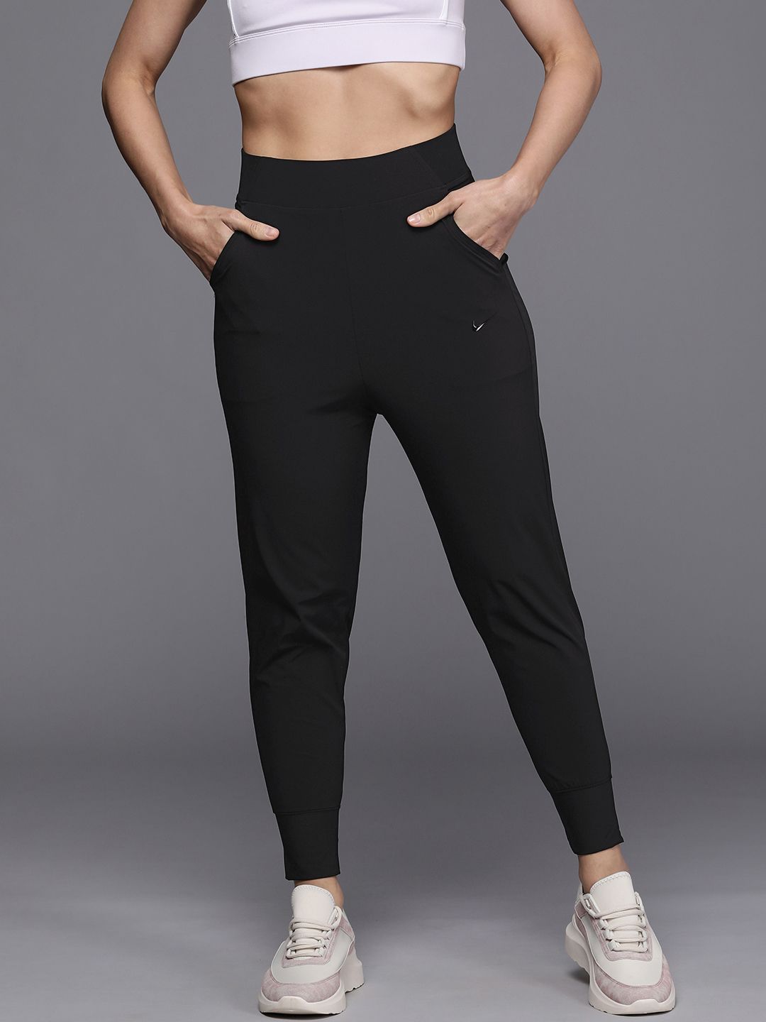 Nike Women Black Solid Bliss Luxe Dri-Fit High-Rise Training Joggers Price in India
