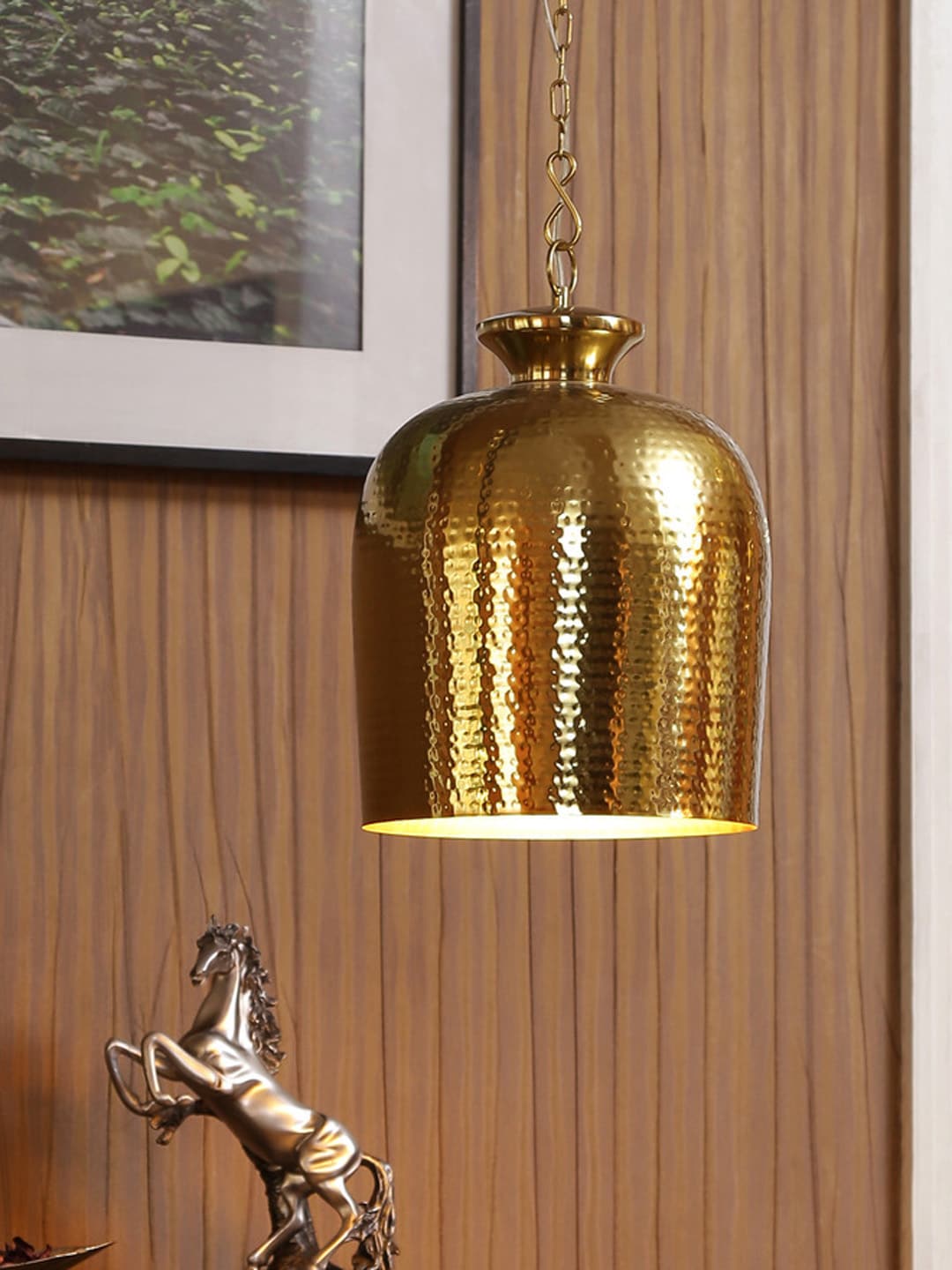 THE LIGHT STORE Gold-Toned Textured Hanging Light Price in India