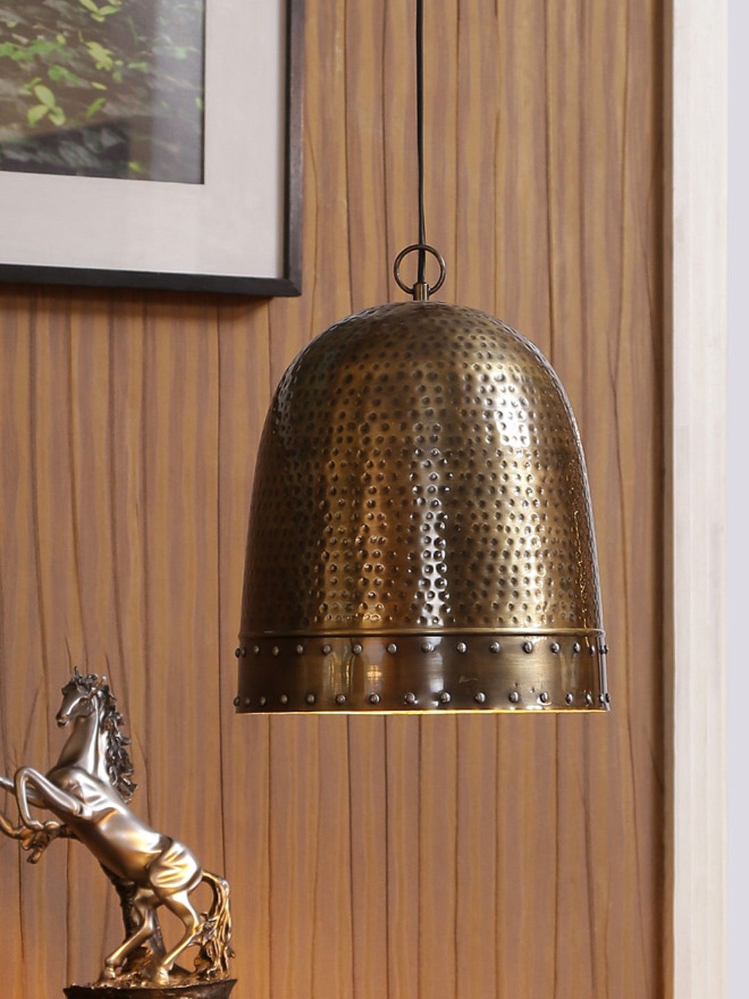 THE LIGHT STORE Bronze-Toned Textured Hanging Lamp Price in India