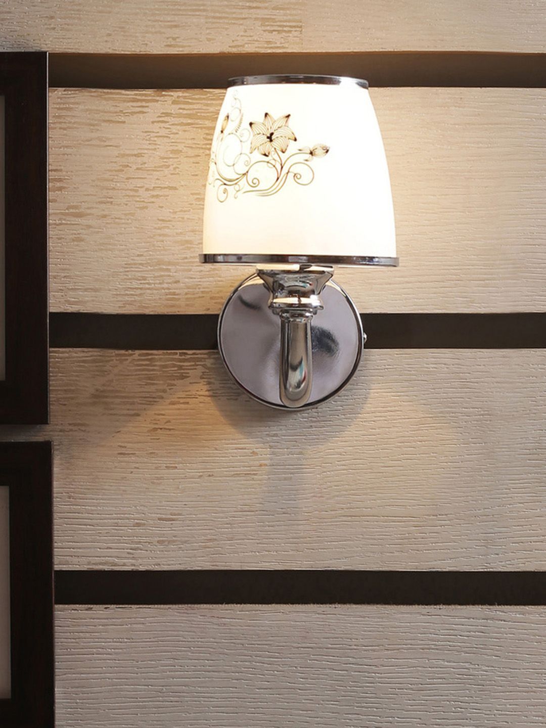 THE LIGHT STORE White & Steel-Toned Printed Armed Sconce Price in India