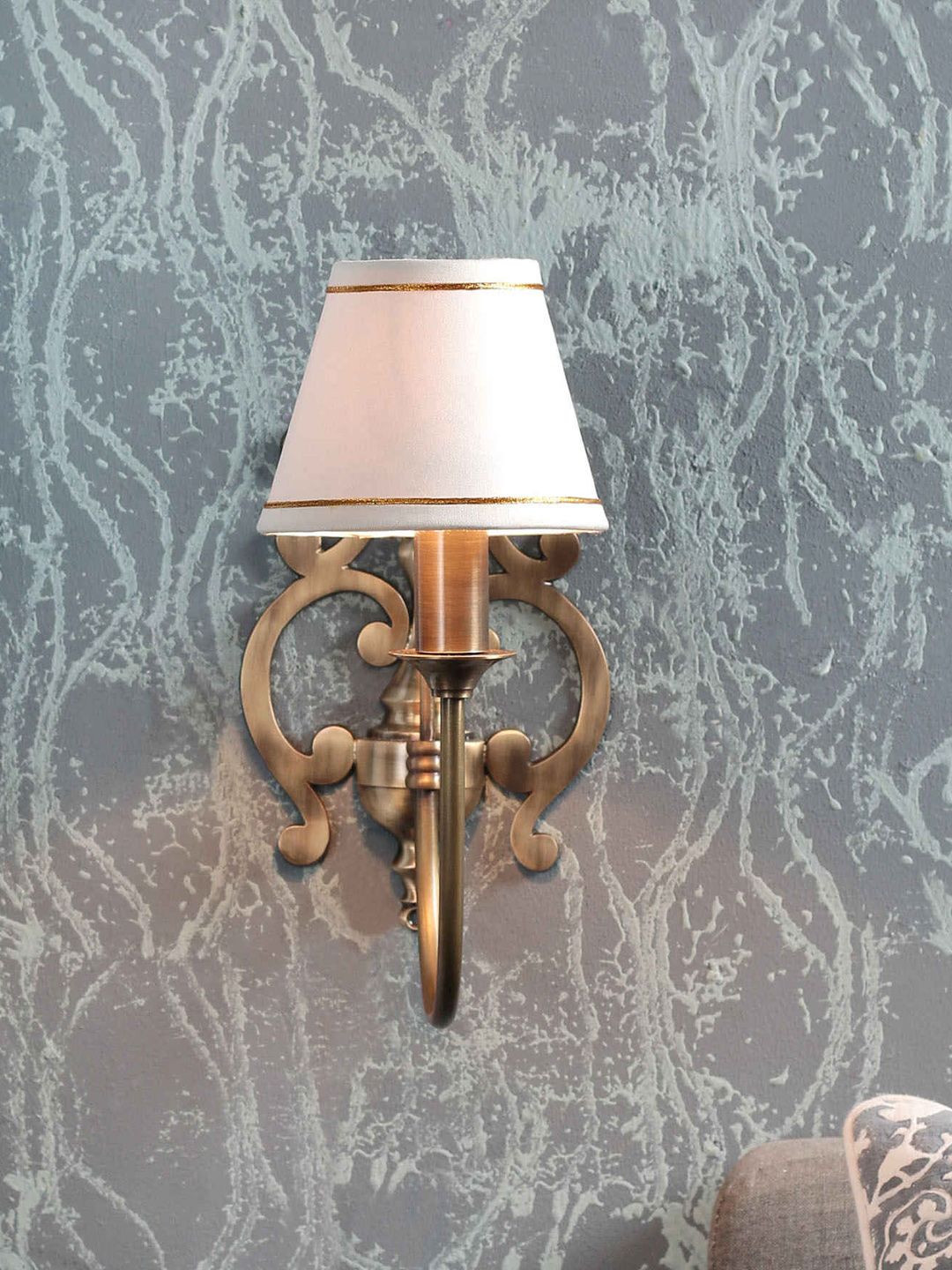 THE LIGHT STORE White & Gold-Toned Wall Armed Sconce Price in India