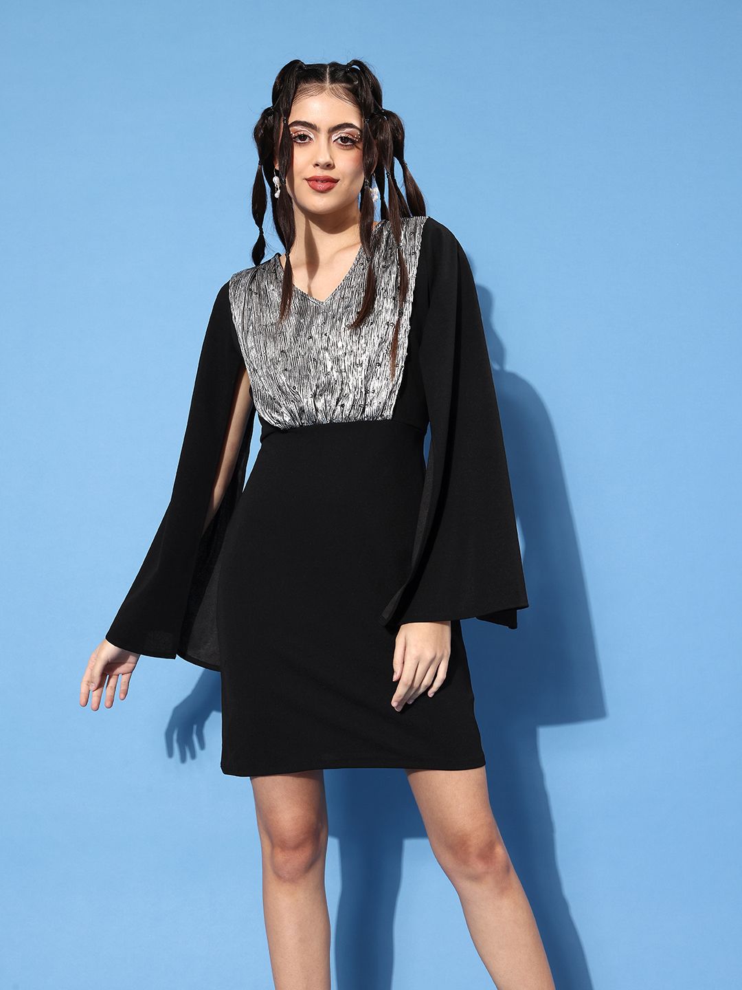 chinese dress ladies Buy Athena Women's Black Embellished Slit Sleeves Maxi Dress at Amazon.in main image 1