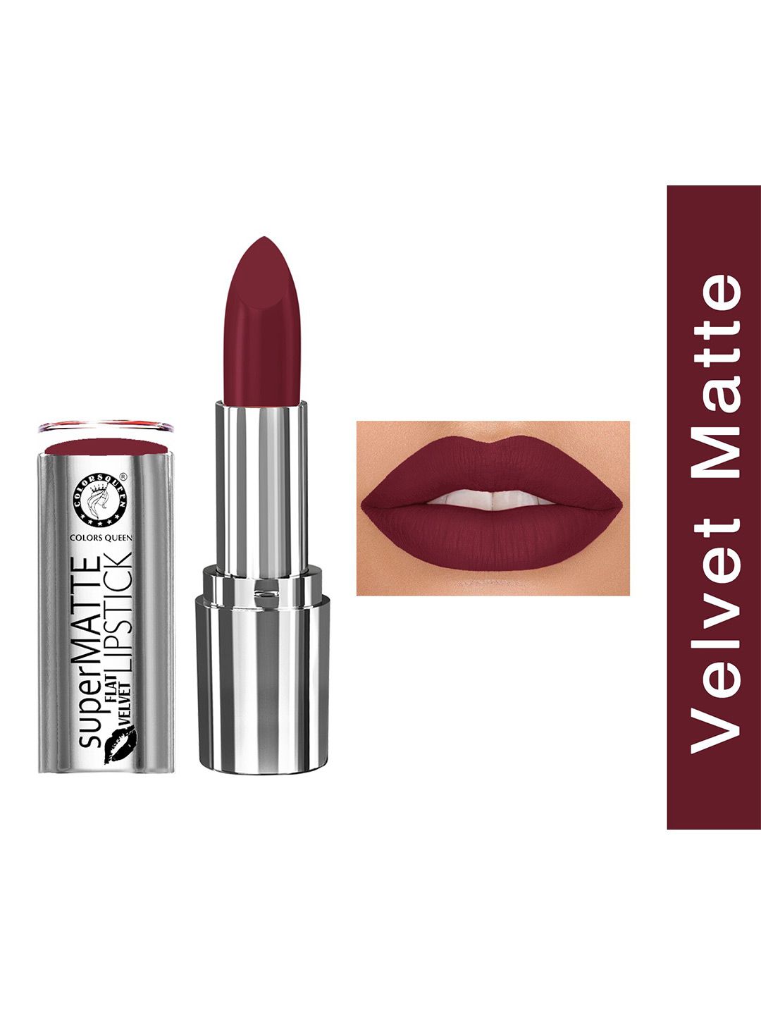 Colors Queen Super Matte Flat Velvet Lipstick - Maroon 7 g Price in India