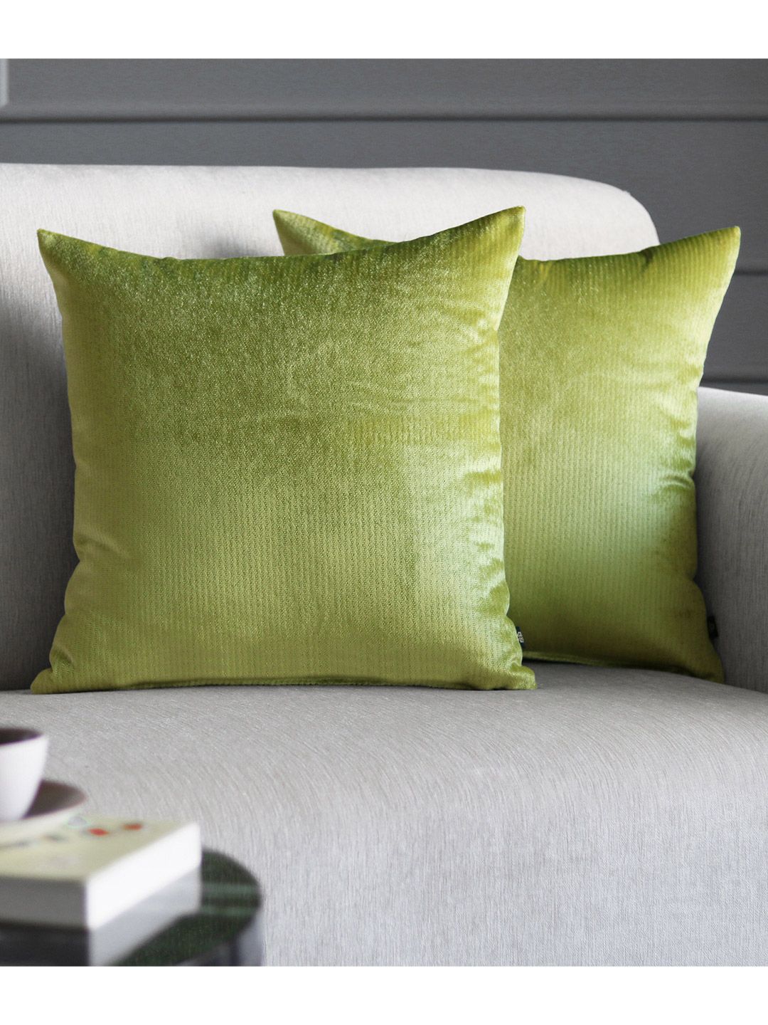 GM Green Set of 2 Velvet Square Cushion Covers Price in India