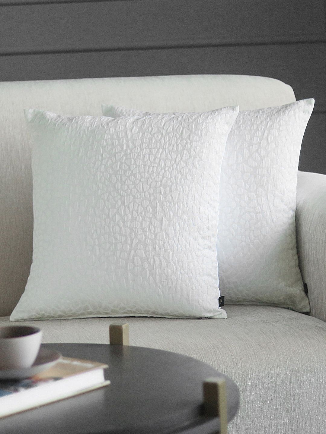 GM White Set of 2 Abstract Square Cushion Covers Price in India