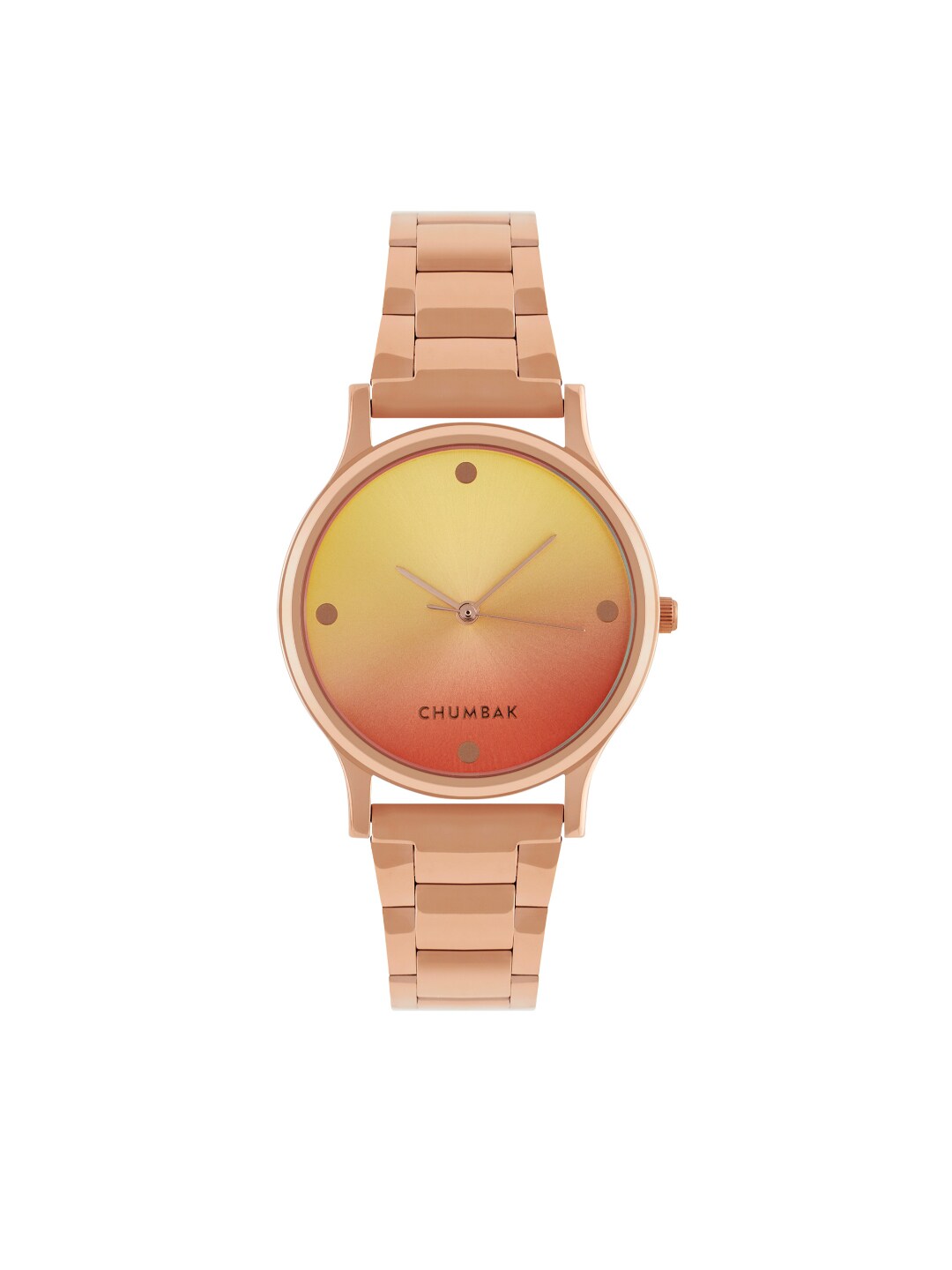Chumbak Women Brass Dial & Rose Gold Toned Bracelet Style Straps Analogue Watch Price in India