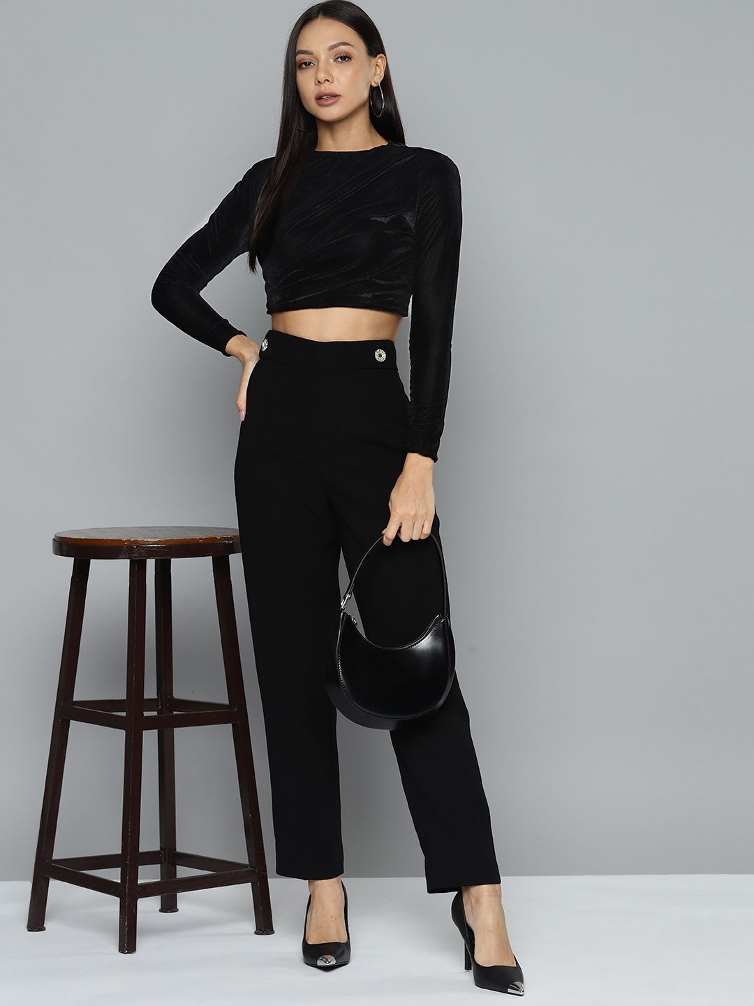 Chemistry Velvet Fitted Crop Top Price in India