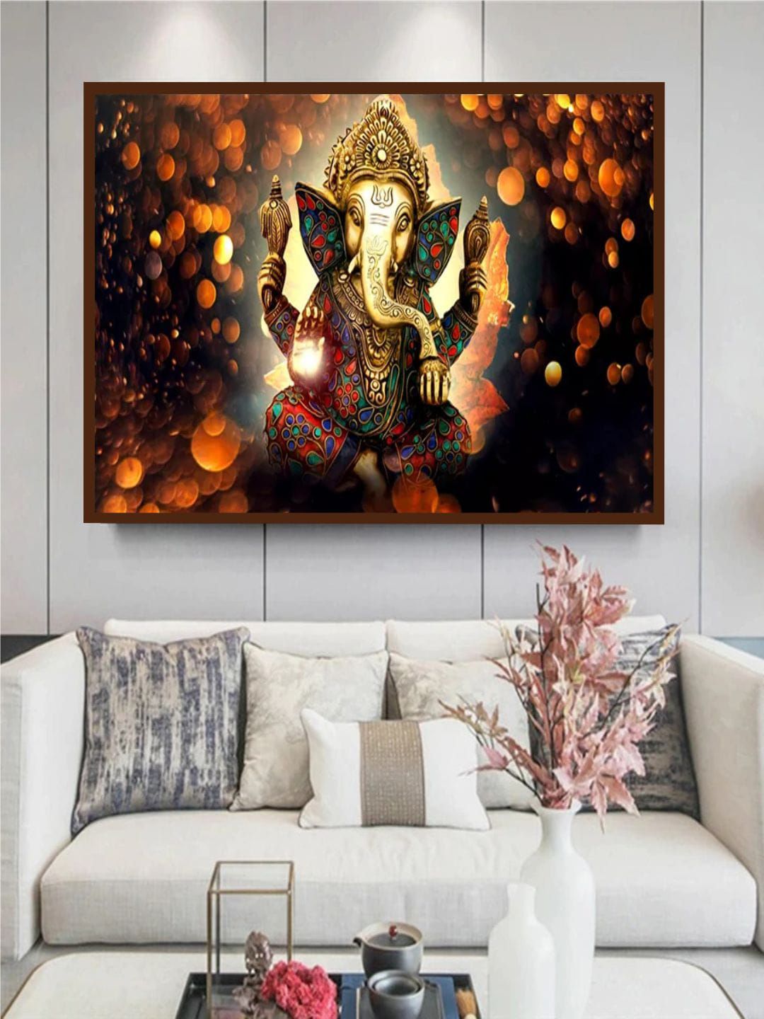 The Art House Gold-Toned & Blue Abstract Framed Wall Painting Price in India