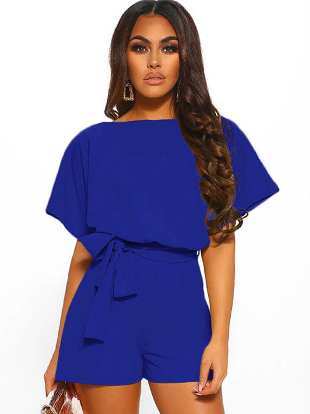BoStreet Blue Basic Jumpsuit With Lace Inserts Price in India