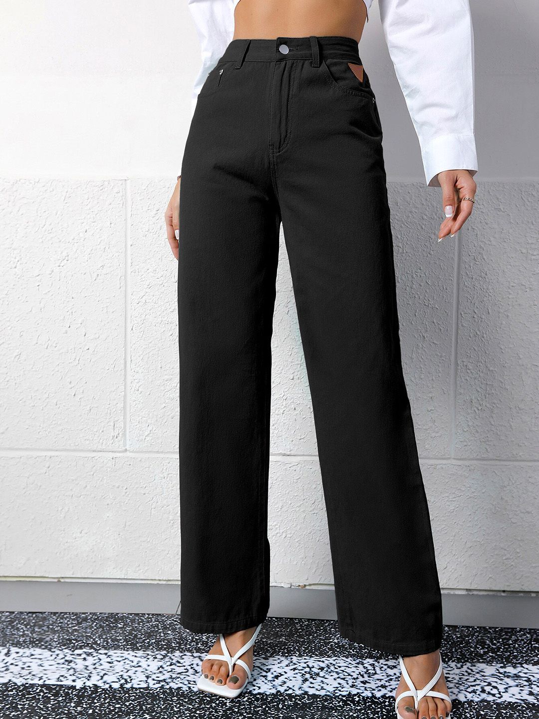 BoStreet Women Black Wide Leg Jeans Price in India