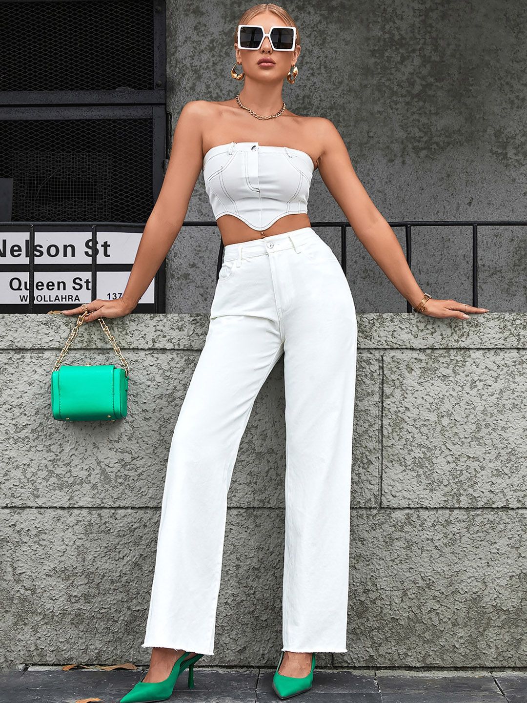 BoStreet Women White Wide Leg Jeans Price in India