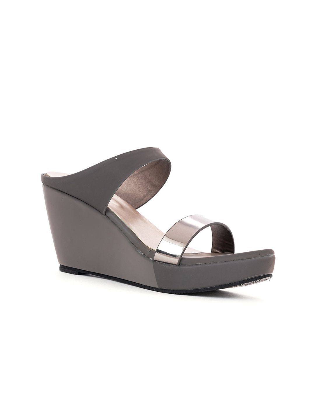 Khadims Grey Party Wedge Peep Toes Price in India