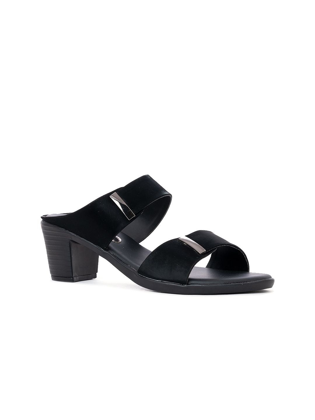 Khadims Women Black Solid Block Sandals Price in India