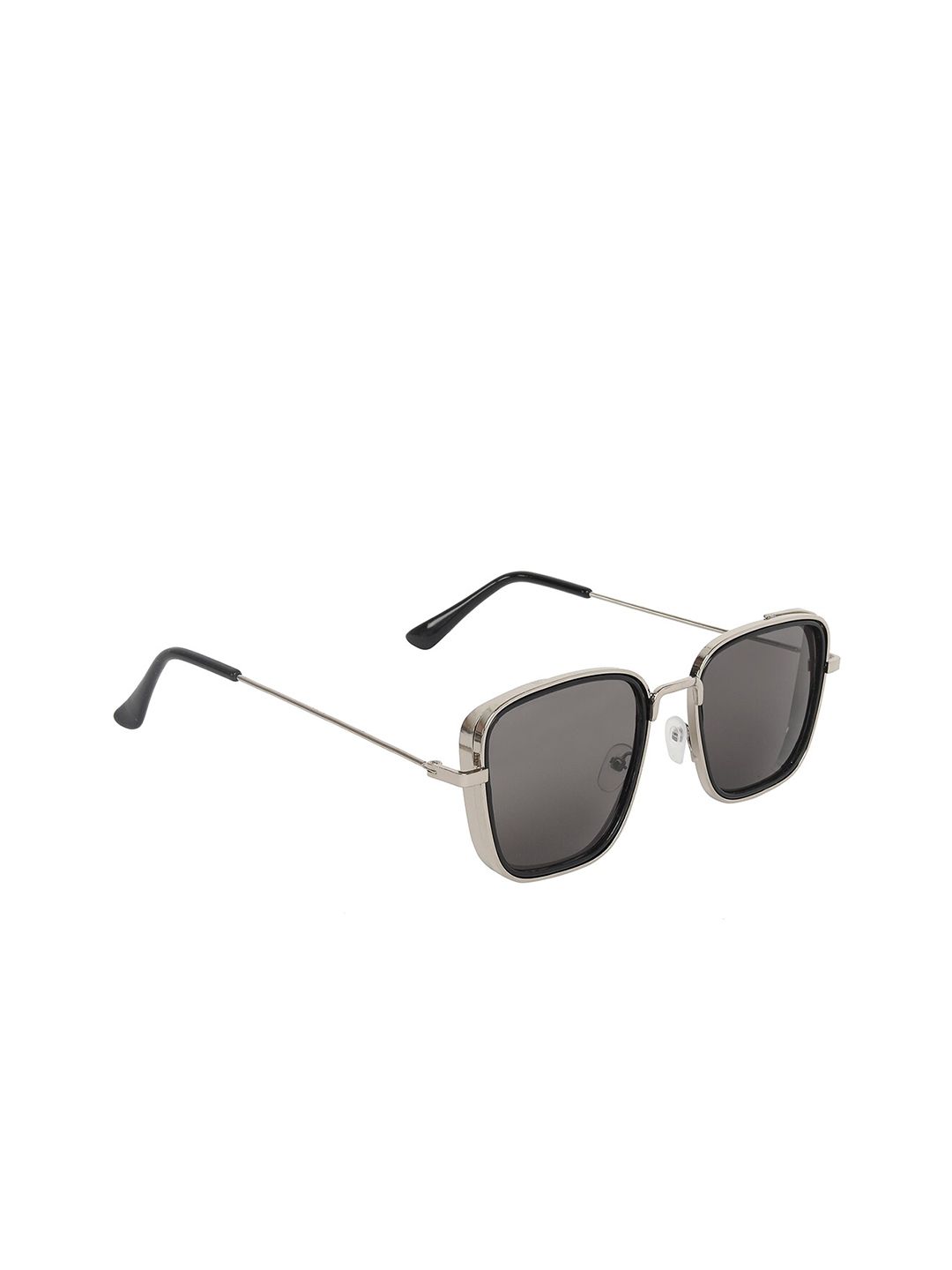 CRIBA Unisex Black Lens & Gunmetal-Toned Rectangle Sunglasses with UV Protected Lens Price in India