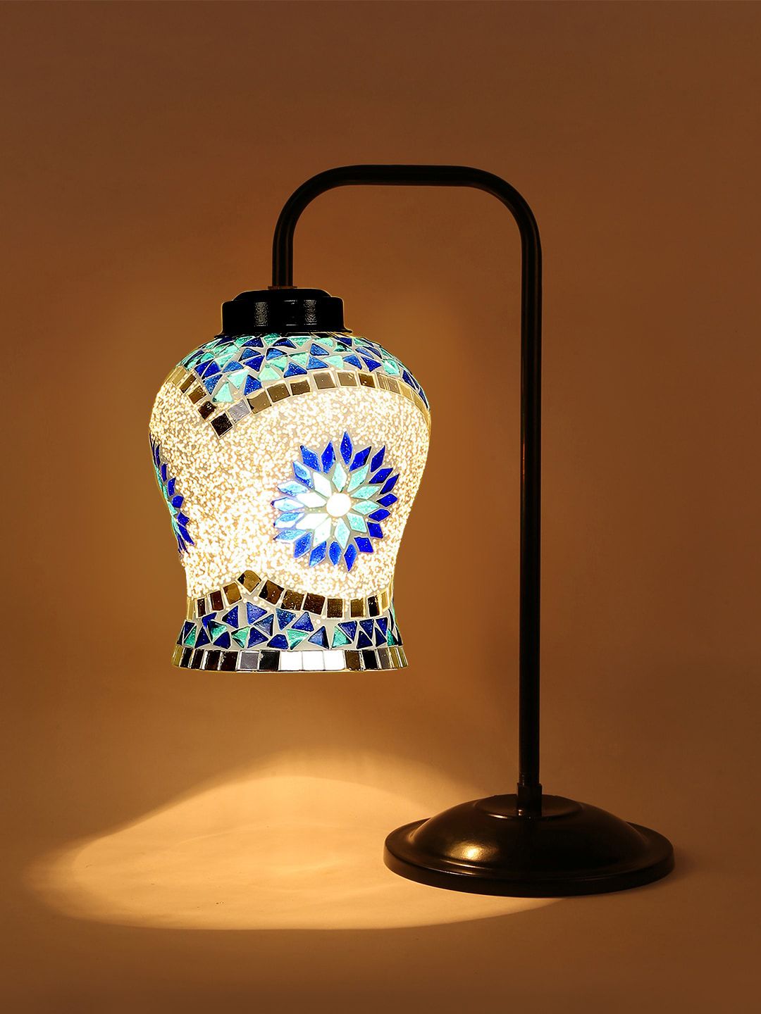 Devansh Black & Blue Mosaic Table Lamp Price in India