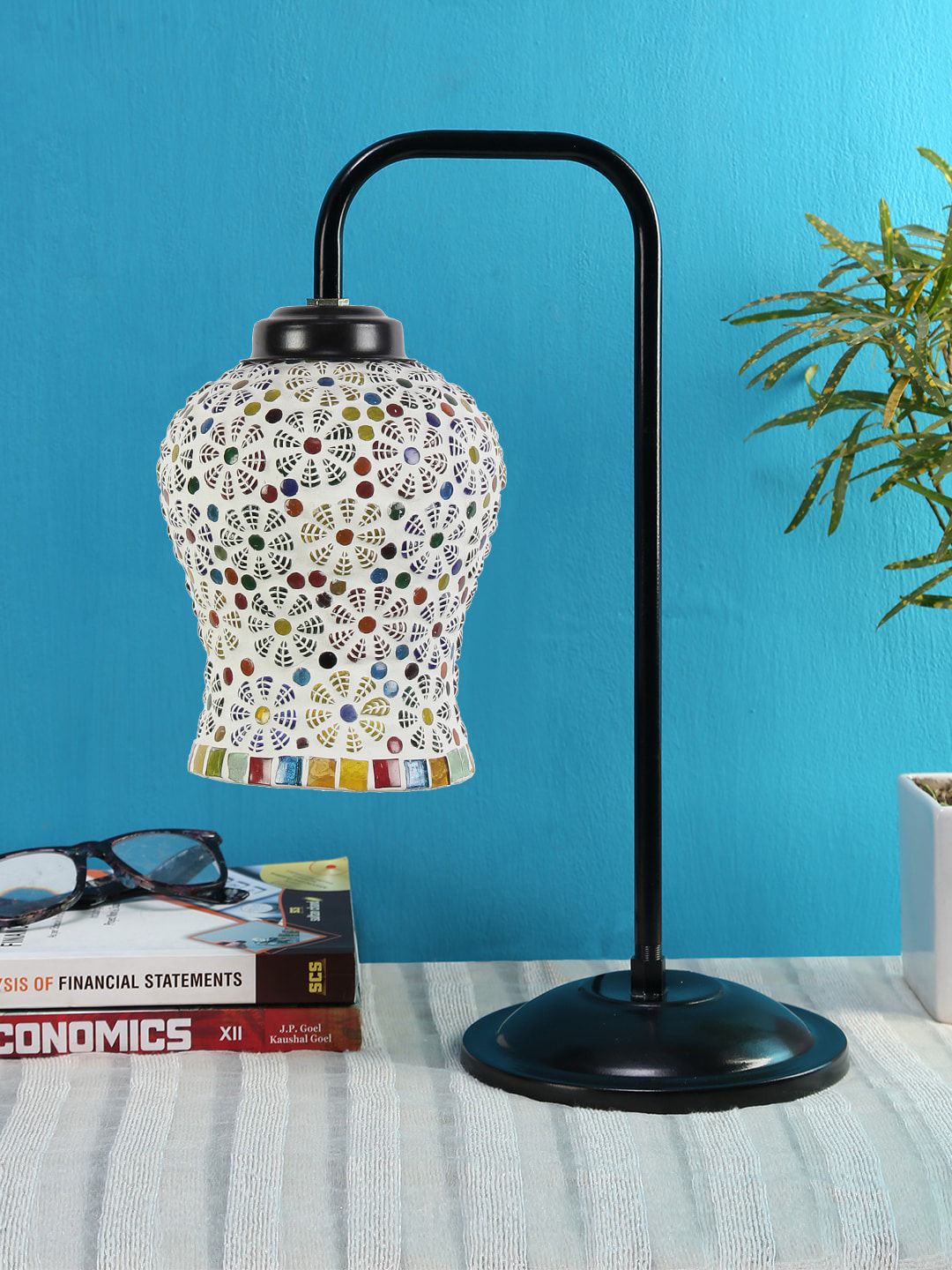 Devansh Multi-Coloured Mosaic Glass Table Lamp Price in India