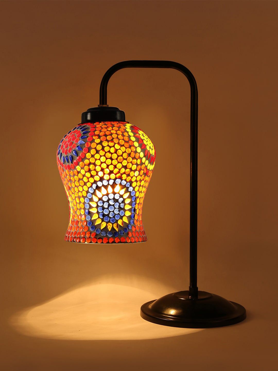 Devansh Black & White Printed  Iron Table Lamp Price in India