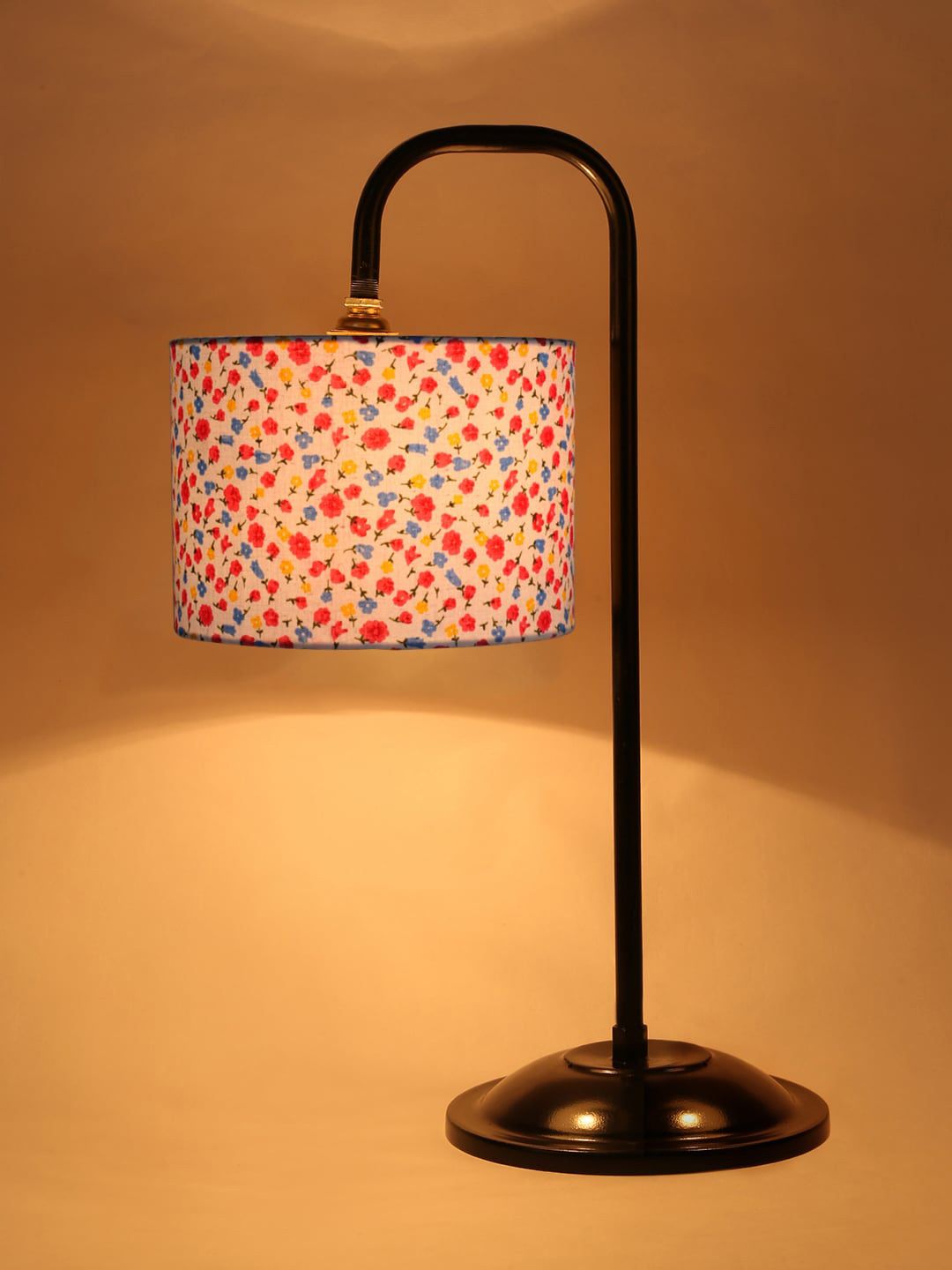 Devansh White & Pink Cotton Shade Iron Table Lamp Price in India