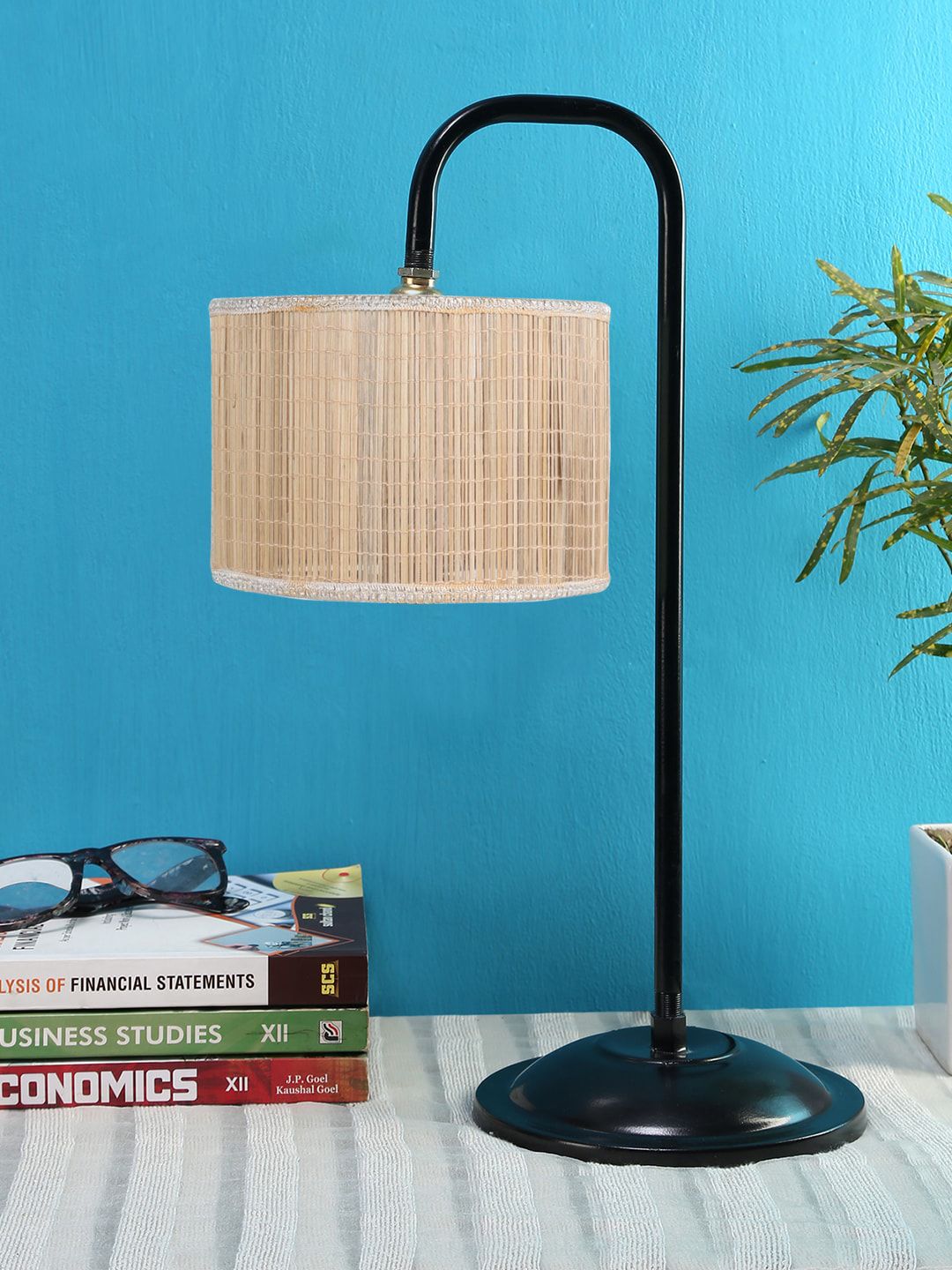 Devansh Beige Bamboo Shade Iron Table Lamp Price in India