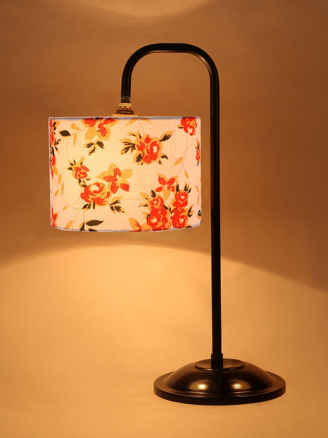 Devansh Orange & Black Printed Table Lamp Price in India