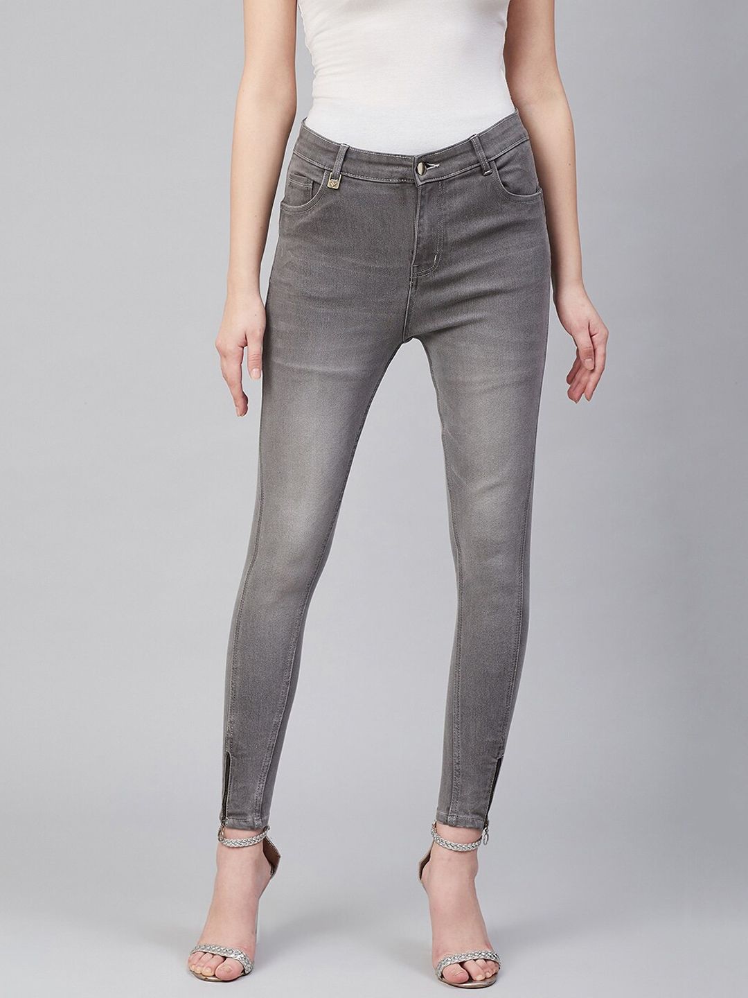 Hubberholme Women Grey Comfort Slim Fit Heavy Fade Stretchable Jeans Price in India