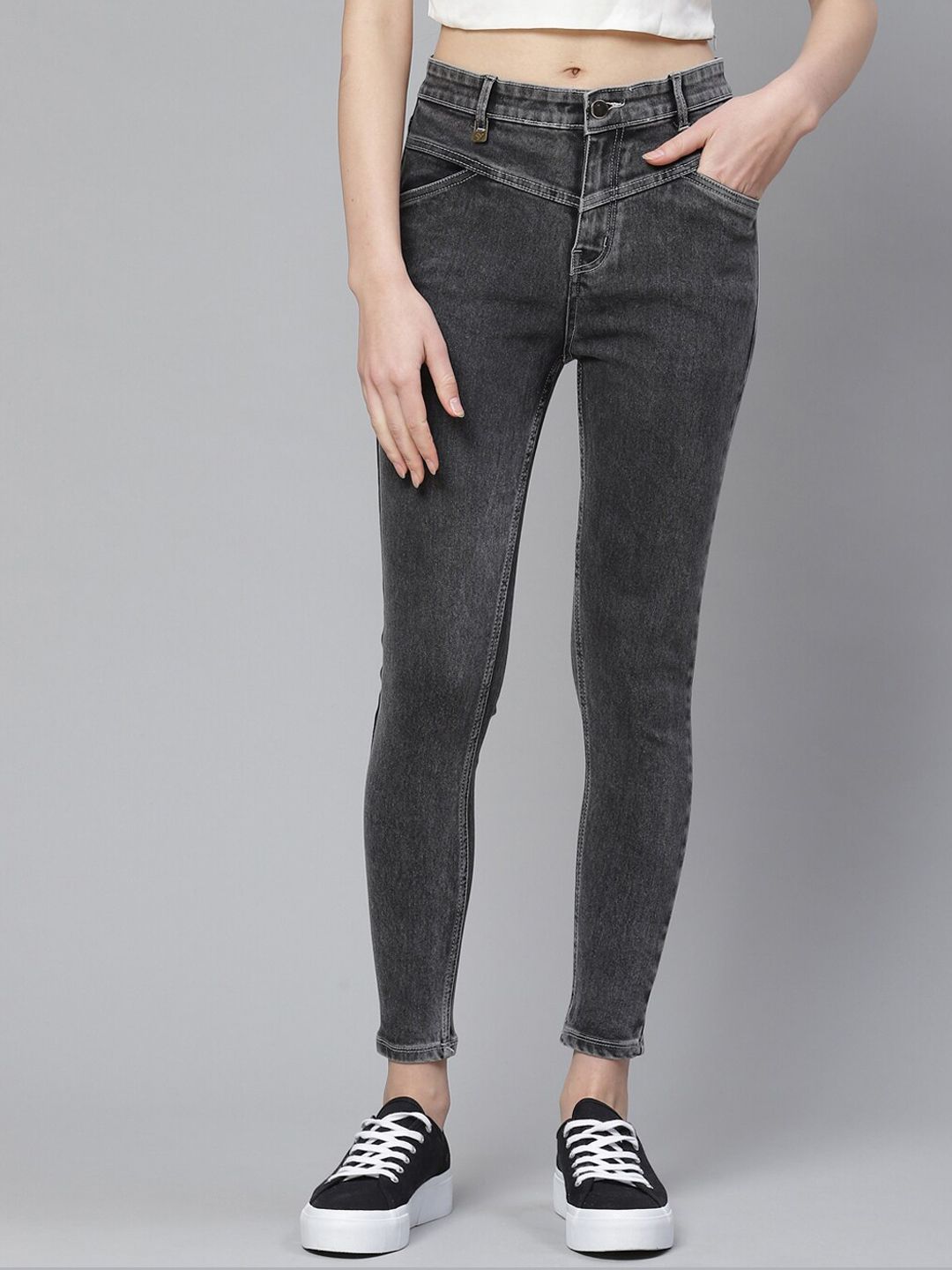 Hubberholme Women Charcoal Comfort Slim Fit Heavy Fade Stretchable Jeans Price in India