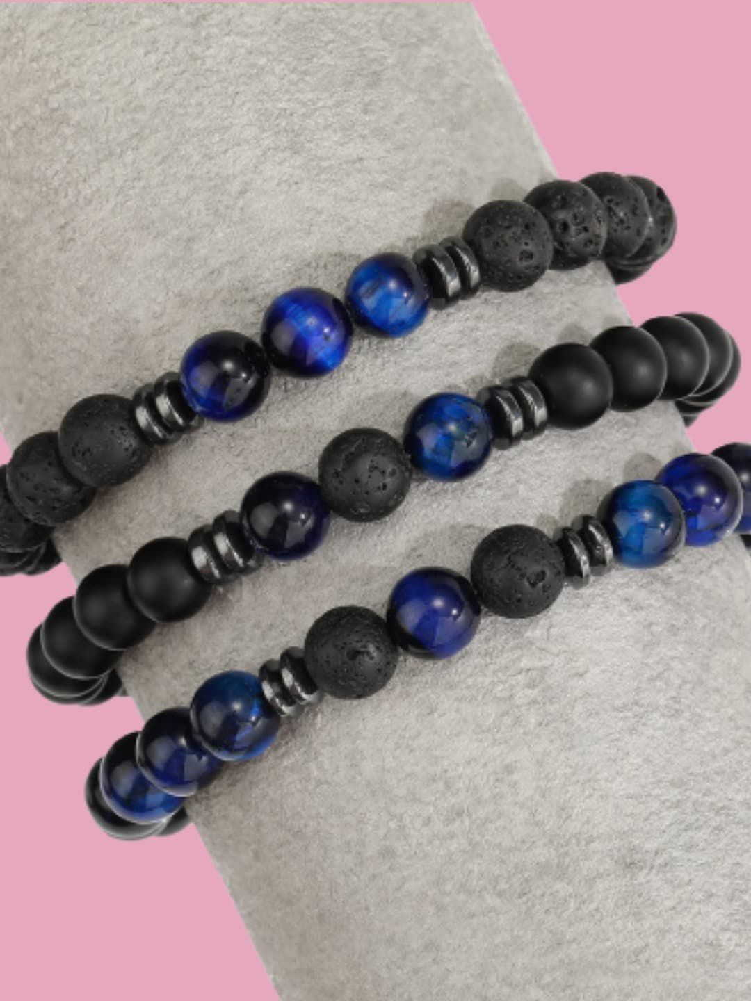 HOT AND BOLD Women Set Of 3 Black & Blue Bracelet Price in India