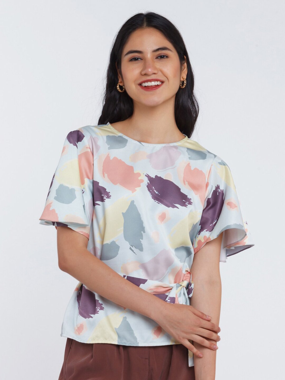 Zink London Off White Print Top Price in India