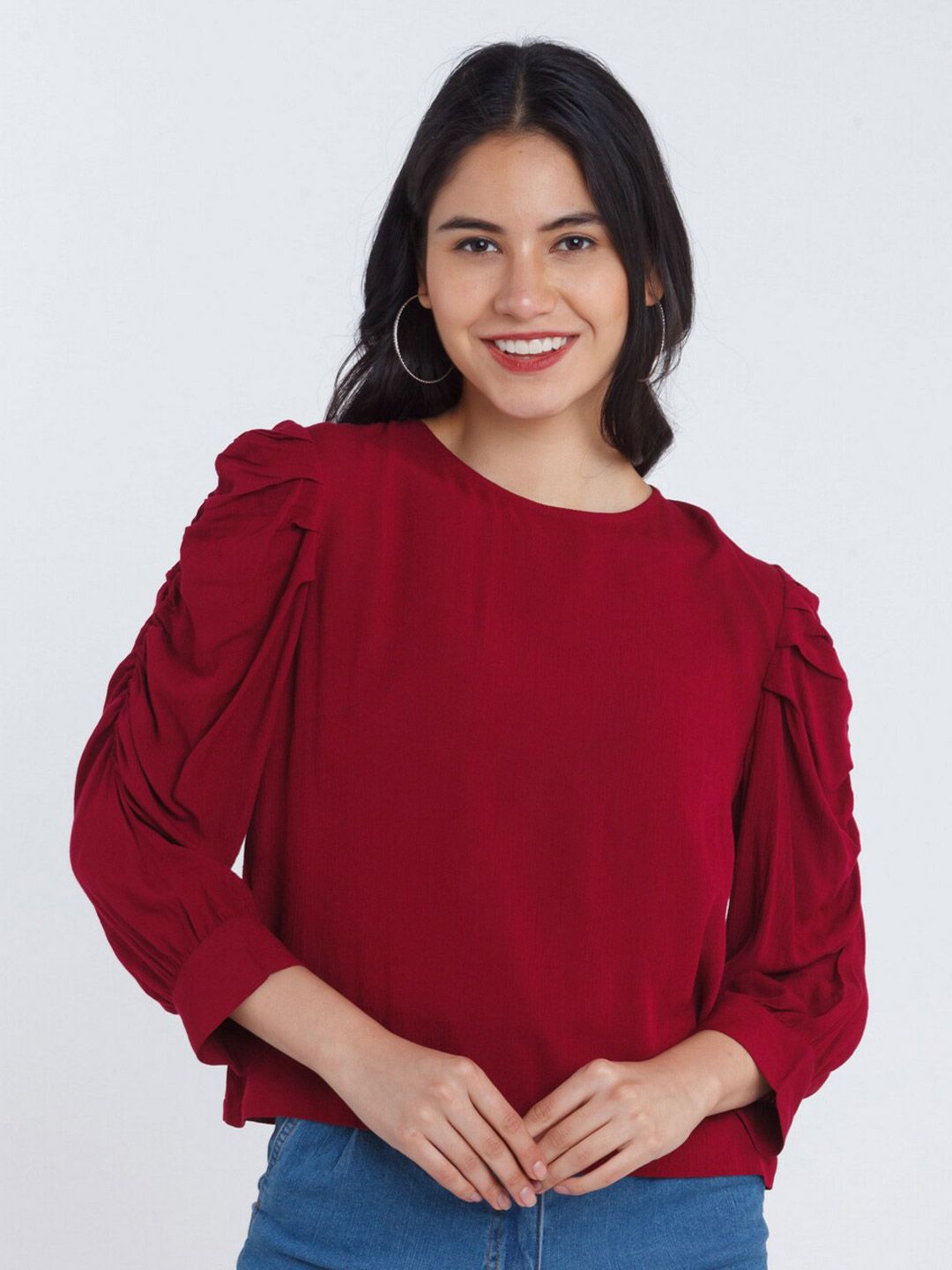 Zink London Maroon Solid Top Price in India